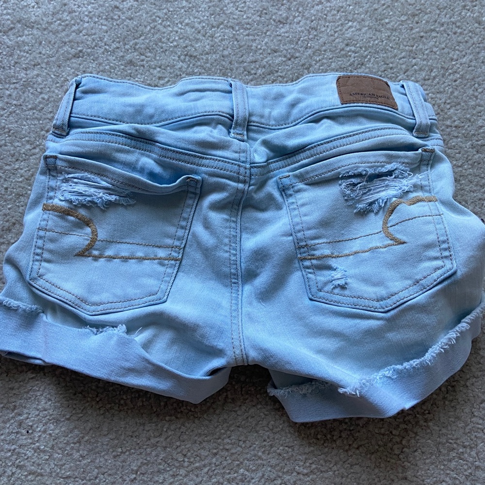 American Eagle shorts jean distressed light wash 0